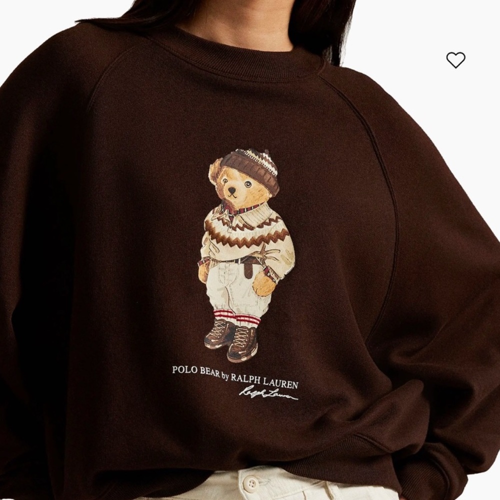 NWT Polo Ralph Lauren Bear Sweatshirt Circuit Chocolate Brown L - Picture 4 of 4